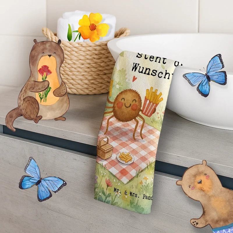 Personalisiertes Gästehandtuch Spinne Agathe Pommes Design
