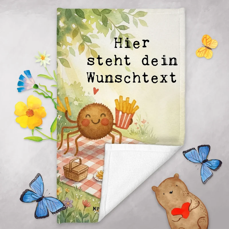 Personalisiertes Gästehandtuch Spinne Agathe Pommes Design