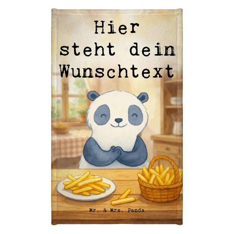 Personalisiertes Gästehandtuch Panda Pommes Gebet Design