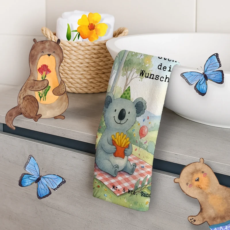 Personalisiertes Gästehandtuch Koala Pommes Design