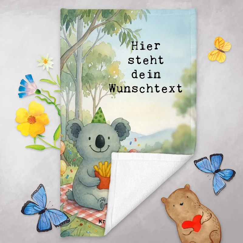 Personalisiertes Gästehandtuch Koala Pommes Design
