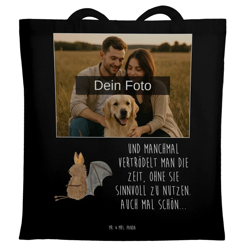 Personalisierte Foto Tragetasche Fledermaus Sitzen