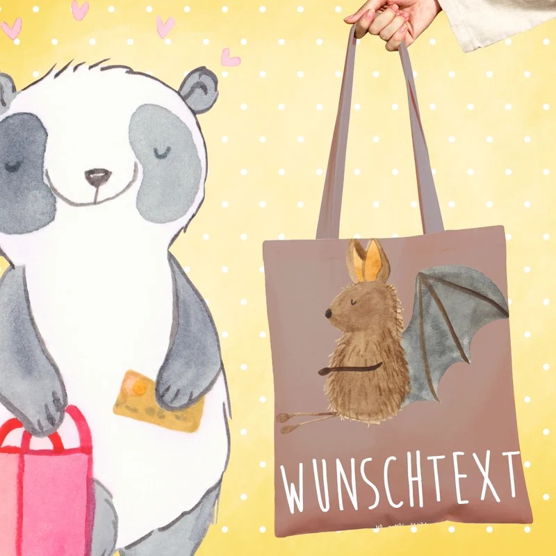 Personalisierte Foto Tragetasche Fledermaus Sitzen