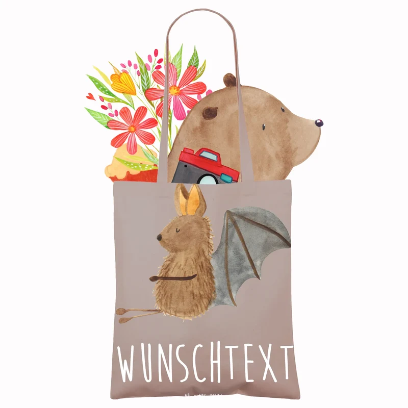 Personalisierte Foto Tragetasche Fledermaus Sitzen