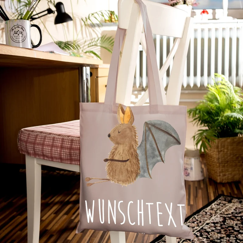 Personalisierte Foto Tragetasche Fledermaus Sitzen