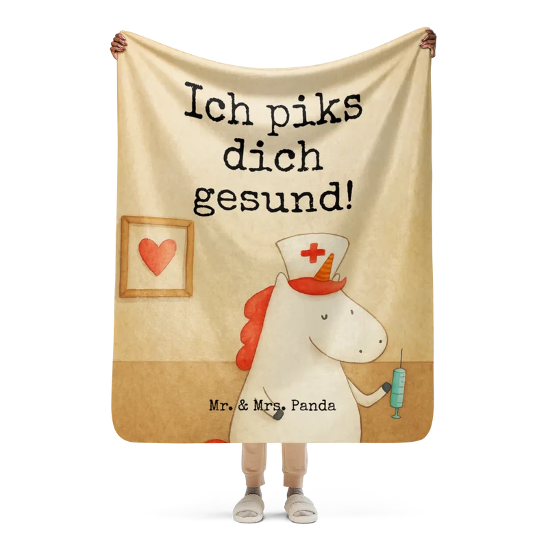 Sherpa Kuscheldecke Einhorn Krankenschwester Design