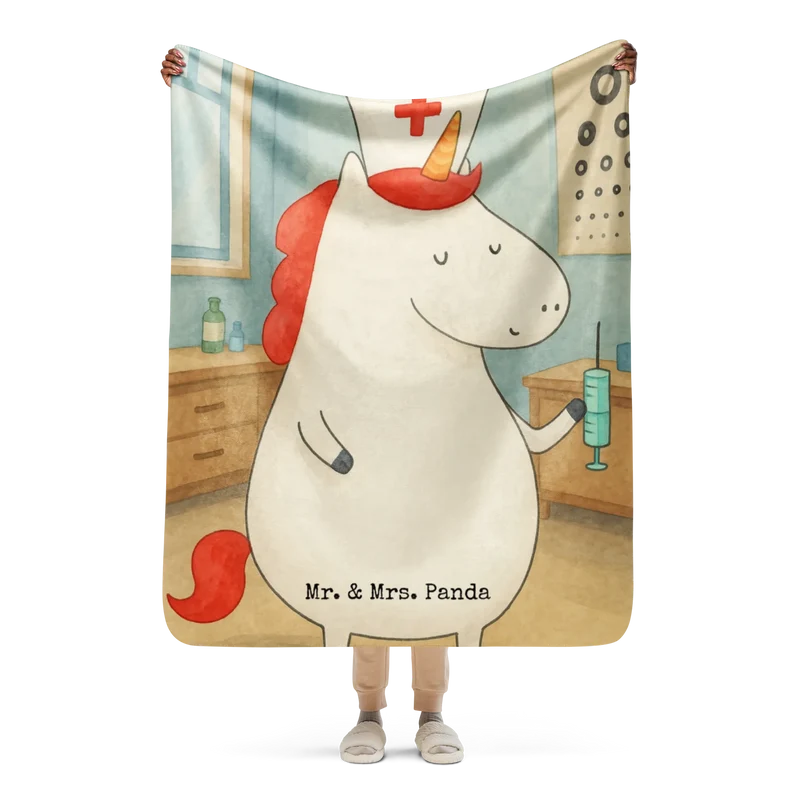 Sherpa Kuscheldecke Einhorn Krankenschwester Design