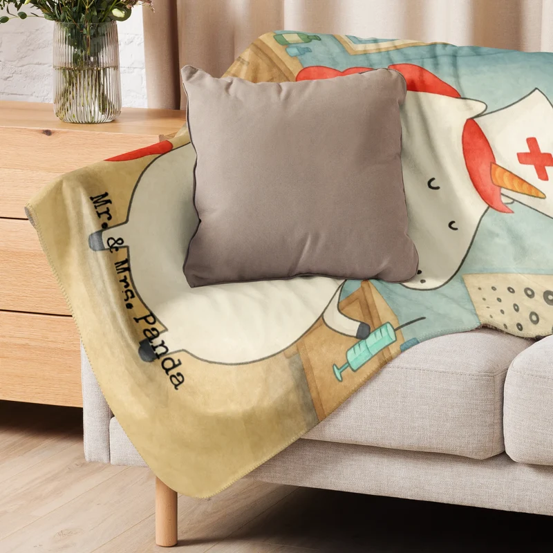 Sherpa Kuscheldecke Einhorn Krankenschwester Design