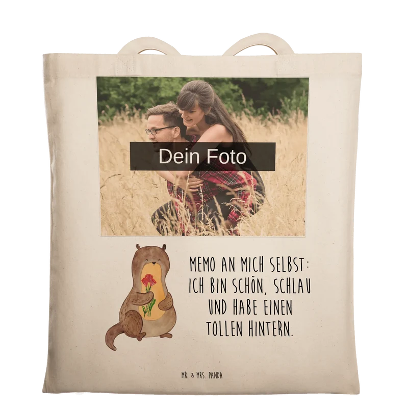 Personalisierte Foto Tragetasche Otter Blumenstrauß