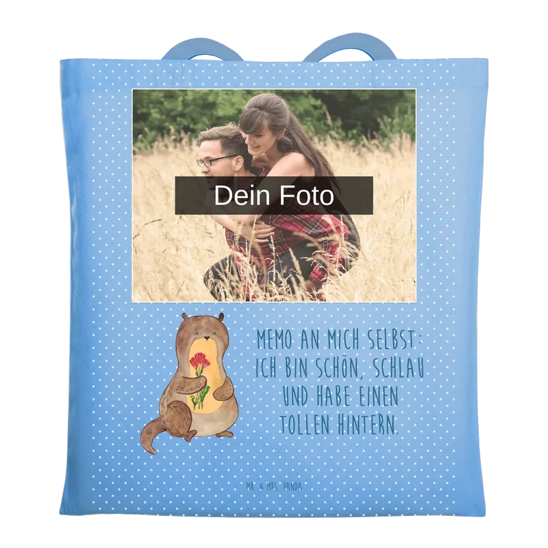 Personalisierte Foto Tragetasche Otter Blumenstrauß