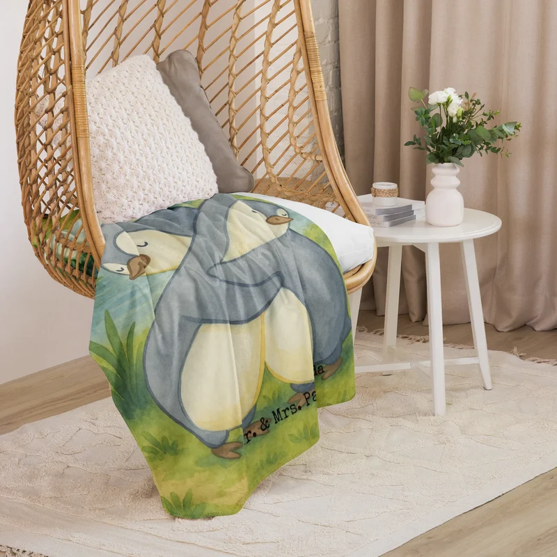 Sherpa Kuscheldecke Pinguine Kuscheln Design
