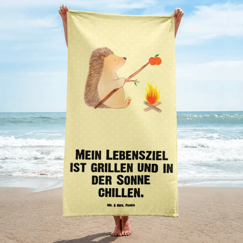 XL Badehandtuch Igel Grillen