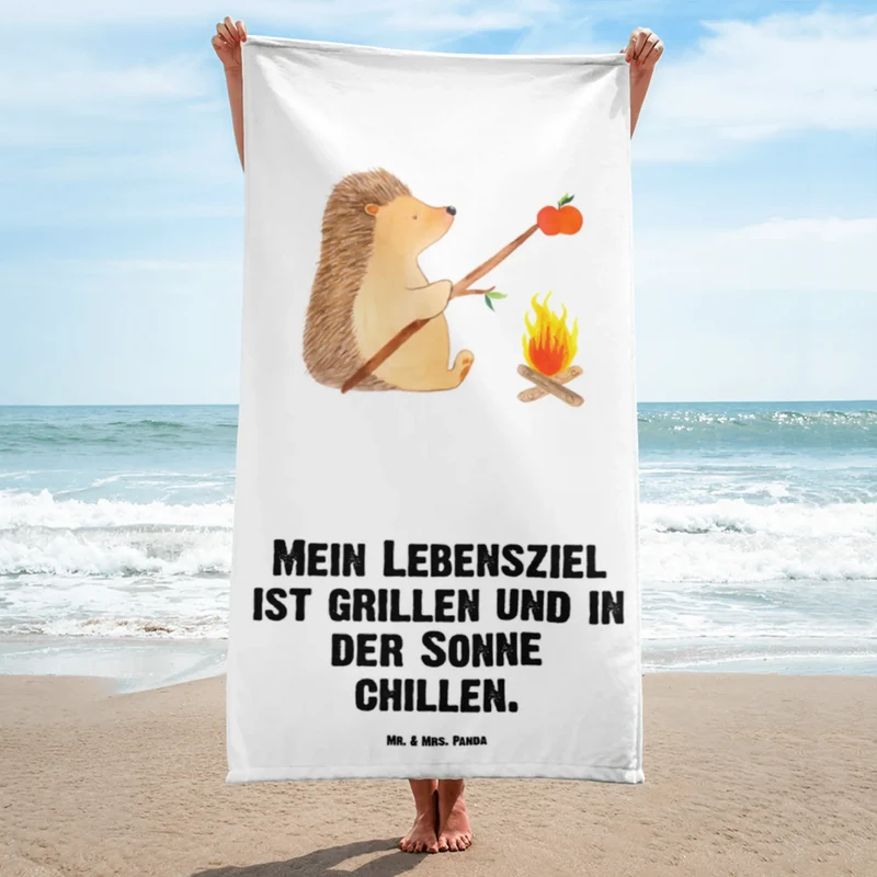 XL Badehandtuch Igel Grillen