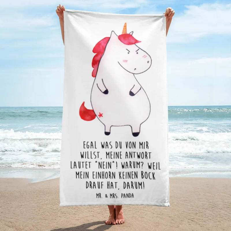 XL Badehandtuch Einhorn Wut