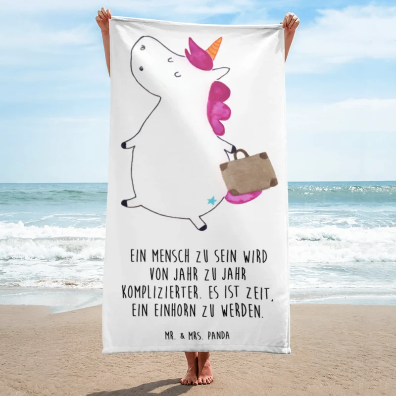 XL Badehandtuch Einhorn Koffer