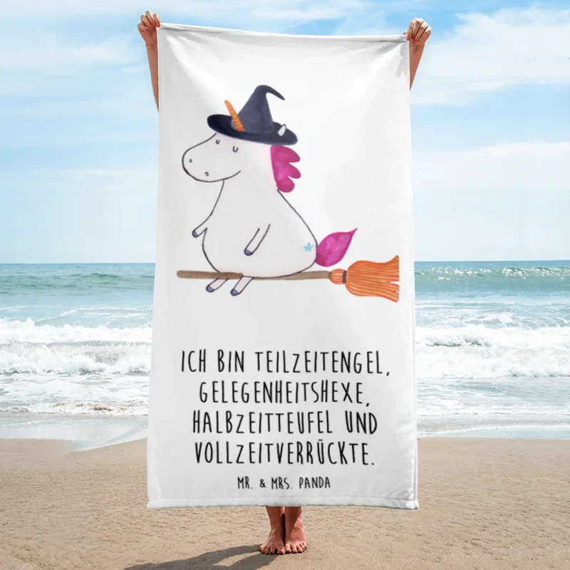 XL Badehandtuch Einhorn Hexe