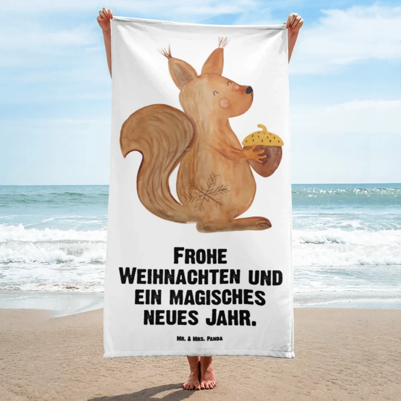XL Badehandtuch Eichhörnchen Weihnachtszeit