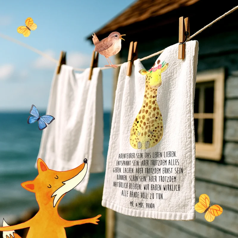 Gästehandtuch Giraffe Blumenkranz