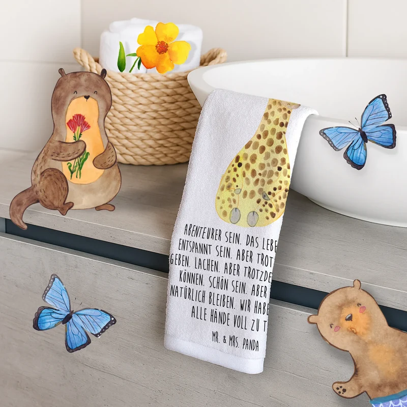 Gästehandtuch Giraffe Blumenkranz