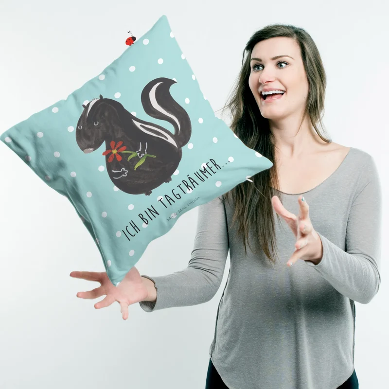 40x40 Kissen Stinktier Blume