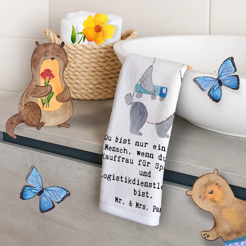 Gästehandtuch Kauffrau für Spedition und Logistikdienstleistung Herz