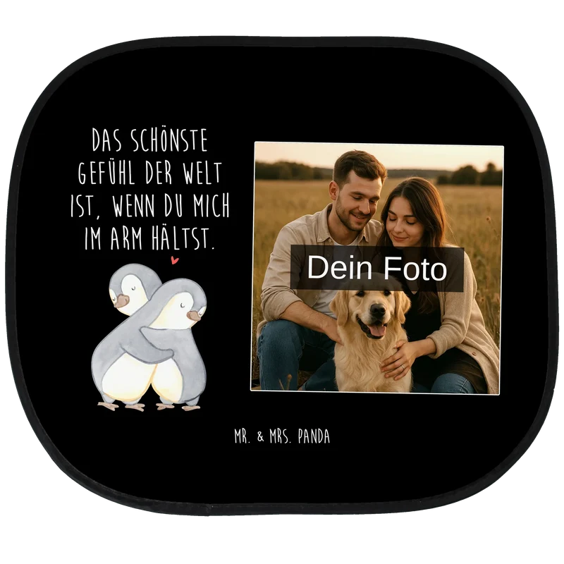 Personalisierbarer Foto Sonnenschutz Auto Pinguine Kuscheln