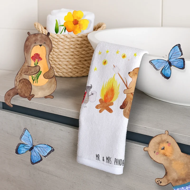 Gästehandtuch Bär & Marienkäfer Lagerfeuer
