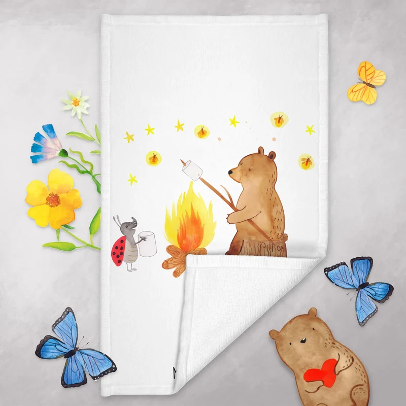 Gästehandtuch Bär & Marienkäfer Lagerfeuer