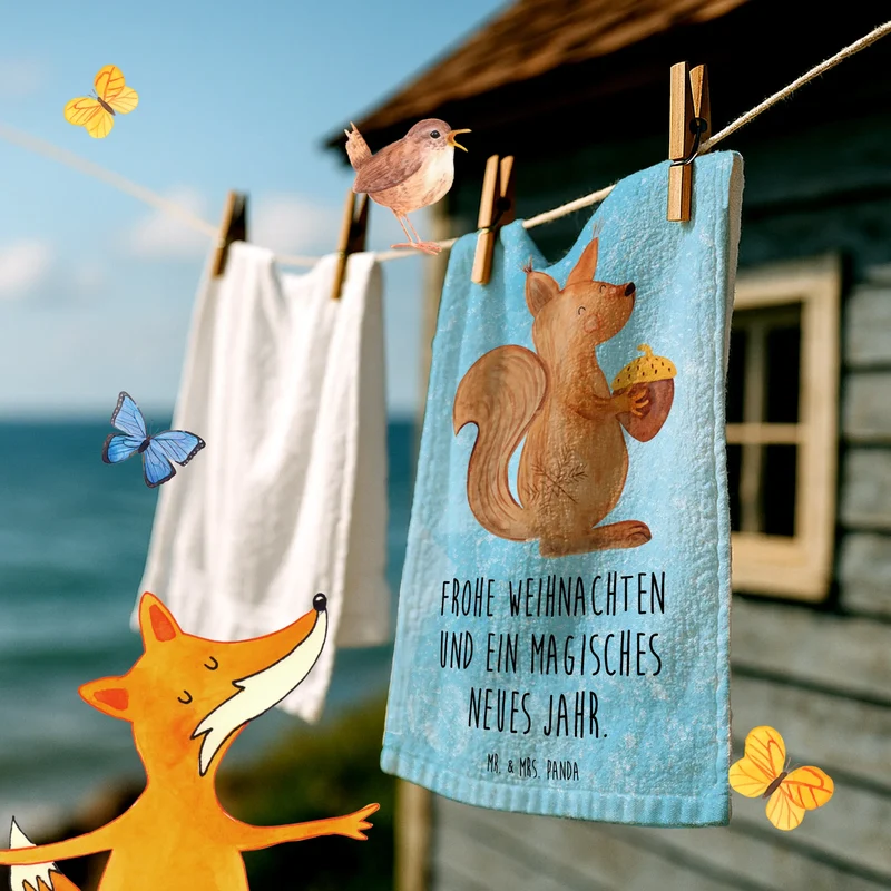 Gästehandtuch Eichhörnchen Weihnachtszeit