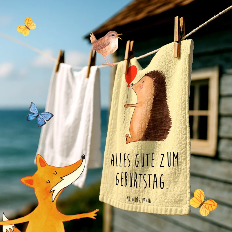 Gästehandtuch Igel Luftballon