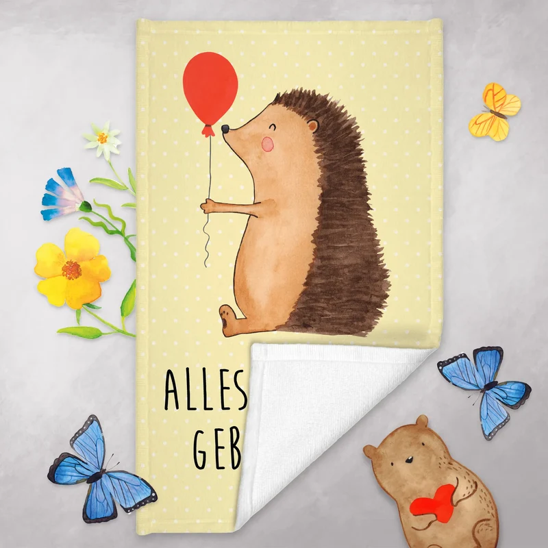 Gästehandtuch Igel Luftballon