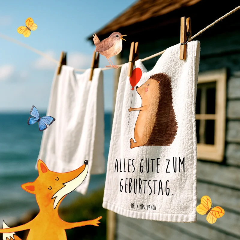 Gästehandtuch Igel Luftballon
