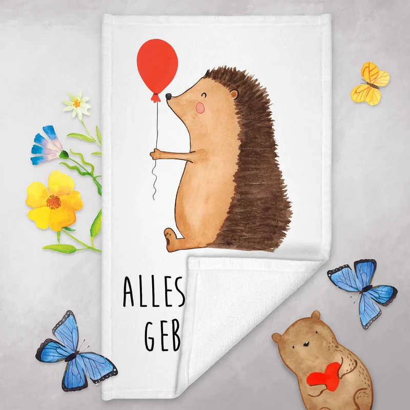 Gästehandtuch Igel Luftballon