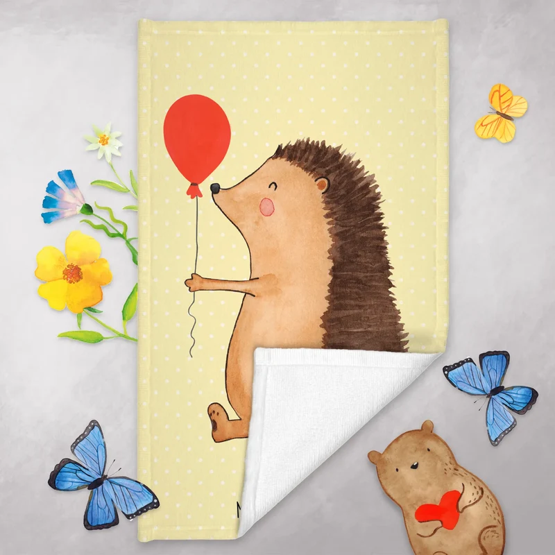 Gästehandtuch Igel Luftballon