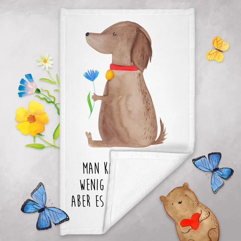 Gästehandtuch Hund Blume