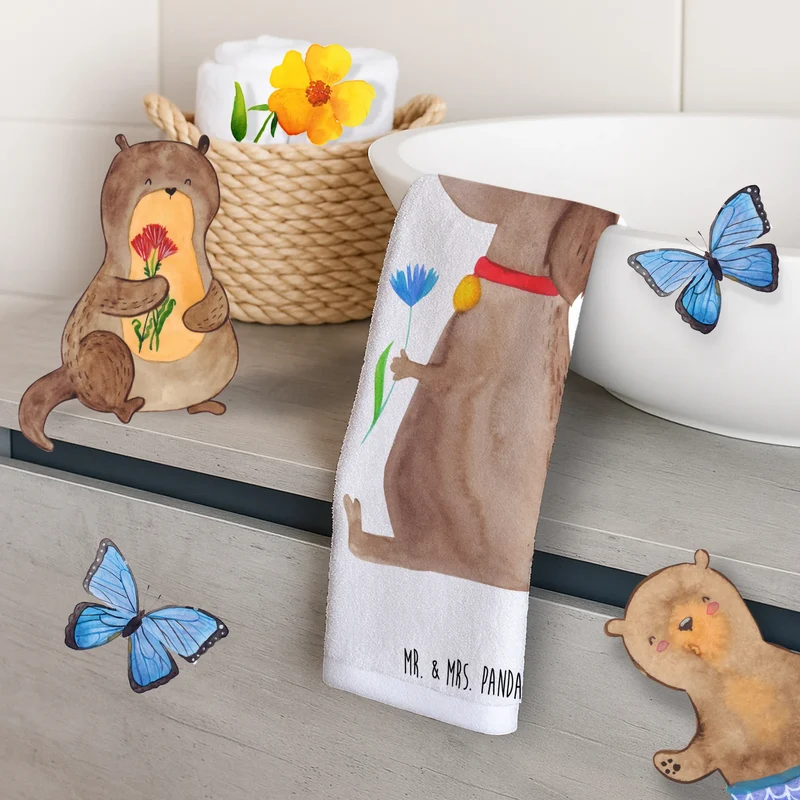 Gästehandtuch Hund Blume