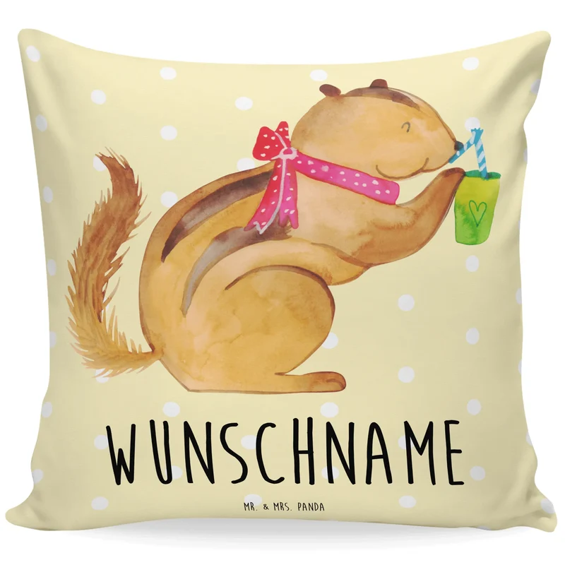 Personalisiertes Kissen Eichhörnchen Smoothie