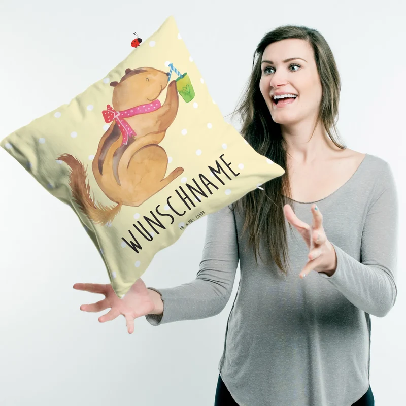 Personalisiertes Kissen Eichhörnchen Smoothie