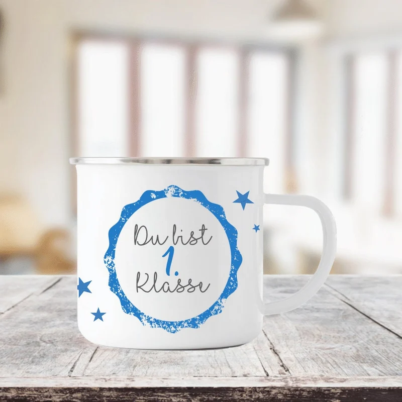 Tasse "Du bist 1. Klasse" zum Schulbeginn | Geschenkidee zur Einschulung für Mädchen u. Jungen | Originelle Geschenkidee mit DIY Ideen zum Schulbeginn | 2 Farbvarianten zur Auswahl
