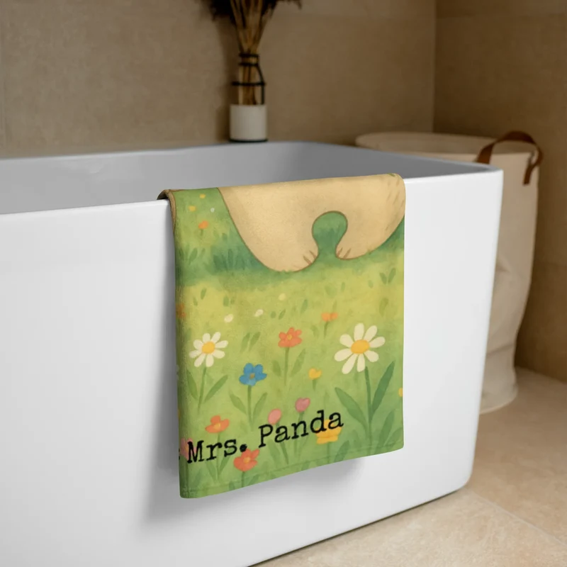 XL Badehandtuch Bären mit Blumenkranz Design
