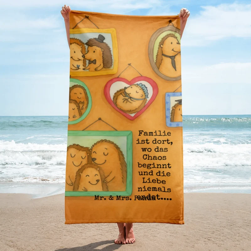 XL Badehandtuch Igel Familie Design