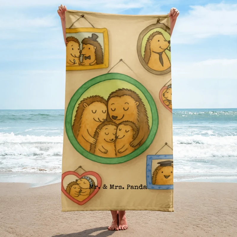 XL Badehandtuch Igel Familie Design