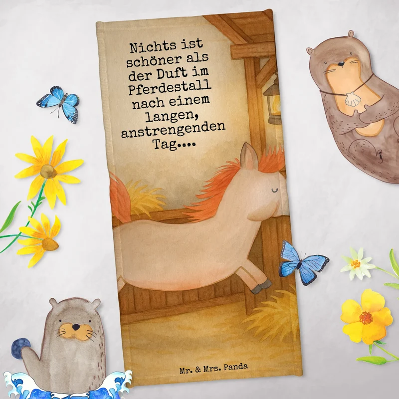 Badehandtuch Pferd Springen Design