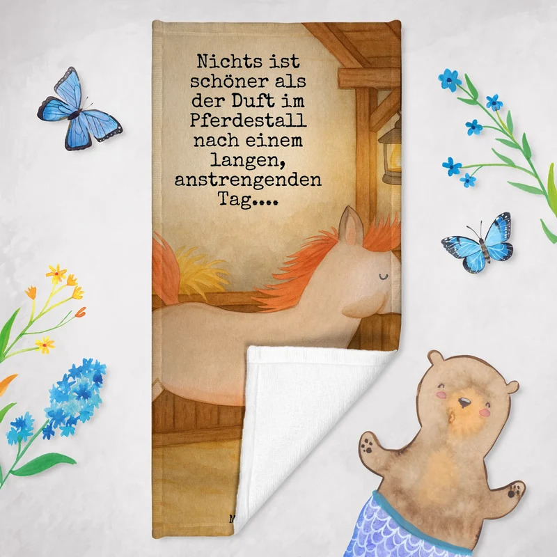 Badehandtuch Pferd Springen Design