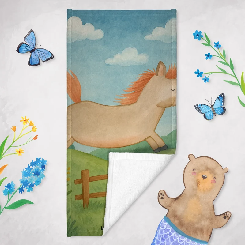 Badehandtuch Pferd Springen Design