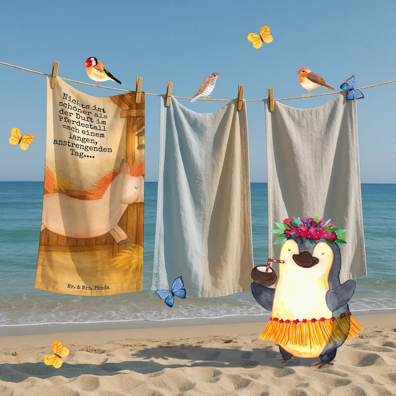Badehandtuch Pferd Springen Design