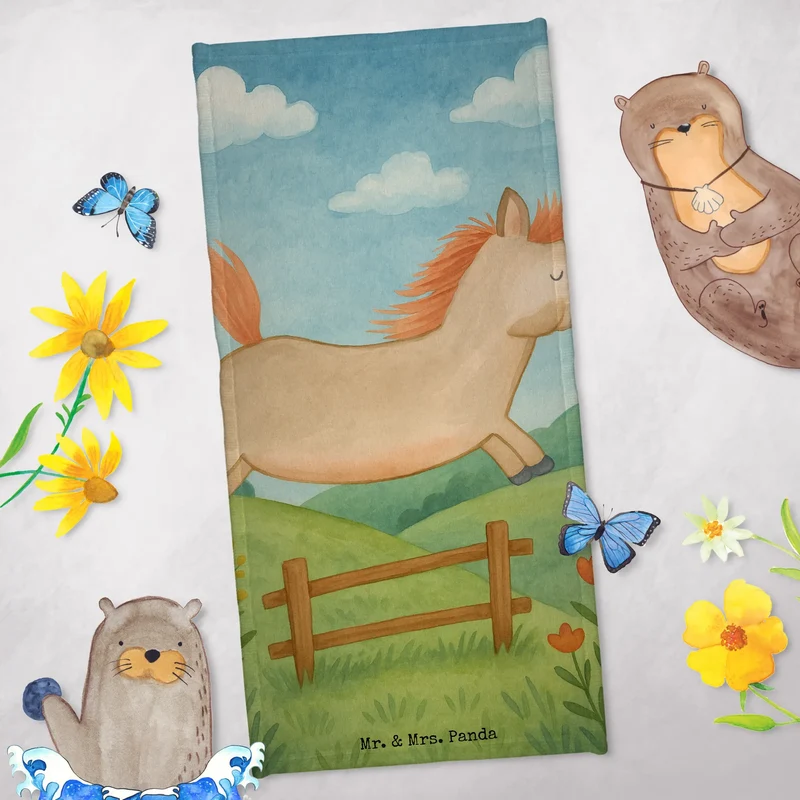 Badehandtuch Pferd Springen Design