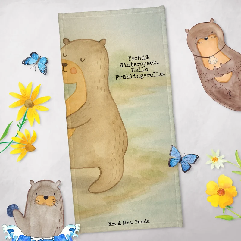 Badehandtuch Otter Bauch Design