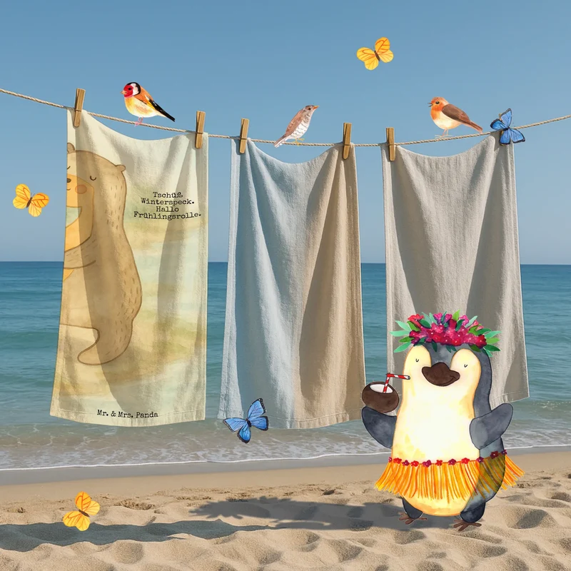 Badehandtuch Otter Bauch Design