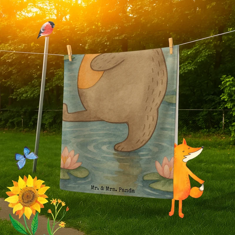 Badehandtuch Otter Bauch Design